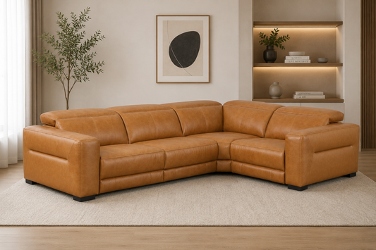 DAKOTA LEATHER CORNER SOFA WITH 2 ELECTRIC RECLINERS | Coming soon | Pre-Order Booking