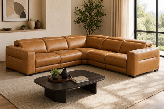 DAKOTA LEATHER CORNER SOFA WITH 2 ELECTRIC RECLINERS | Coming soon | Pre-Order Booking
