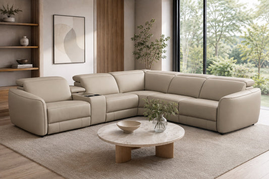 BENTLEY LEATHER CORNER SOFA WITH 3 ELECTRIC RECLINERS | Coming soon | Pre-Order Booking