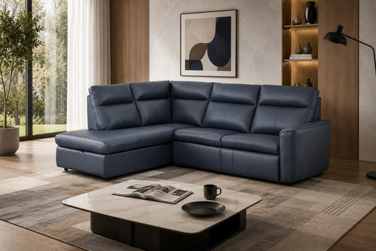 VERONA LEATHER CHAISE SOFA WITH STORAGE & ELECTRIC RECLINER | Coming soon | Pre-Order Booking