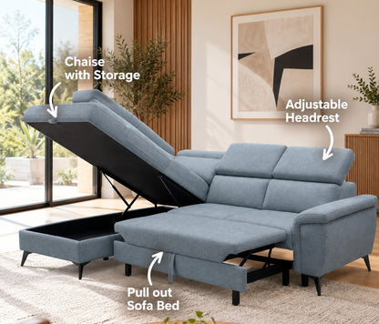 Venosa Sofabed With Chaise Storage and Adjustable Headrest New Arrival ....IN STOCK NOW...!!!