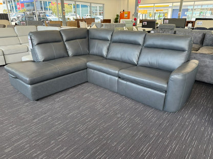 VERONA LEATHER CHAISE SOFA WITH STORAGE & ELECTRIC RECLINER in Stock Now...!!!