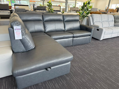 VERONA LEATHER CHAISE SOFA WITH STORAGE & ELECTRIC RECLINER in Stock Now...!!!