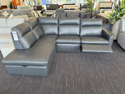 VERONA LEATHER CHAISE SOFA WITH STORAGE & ELECTRIC RECLINER in Stock Now...!!!